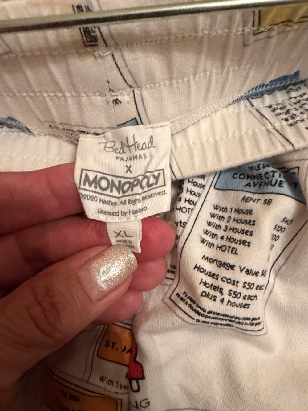 Womens BedHead White Monopoly Print Pajama Pants - Picture 3 of 3